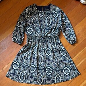 Sam Edelman Navy and White Patterned Dress